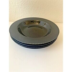 4 Sasaki Regency Magic Noir Black  9-1/4" rimmed Soup Bowls Japan